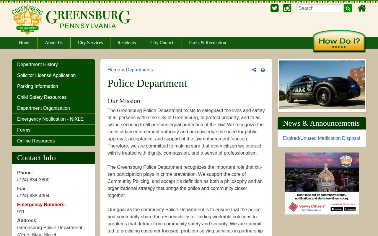 Greensburg Police Department record source for Greensburg busted mugshots