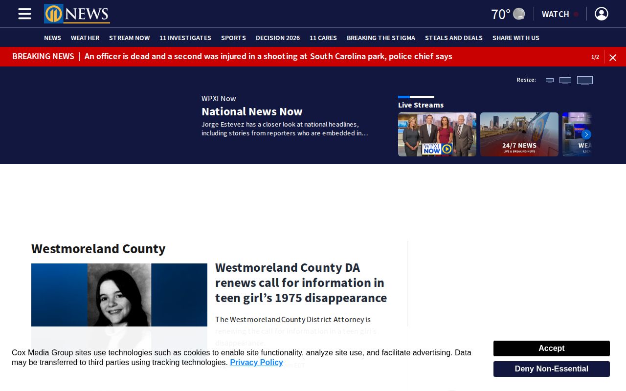 Westmoreland County WPXI local news section