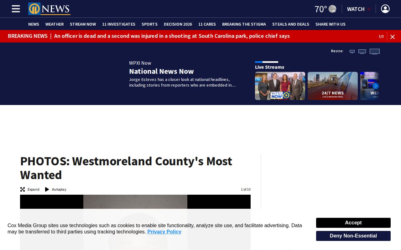 Westmoreland County WPXI archived most wanted photo story